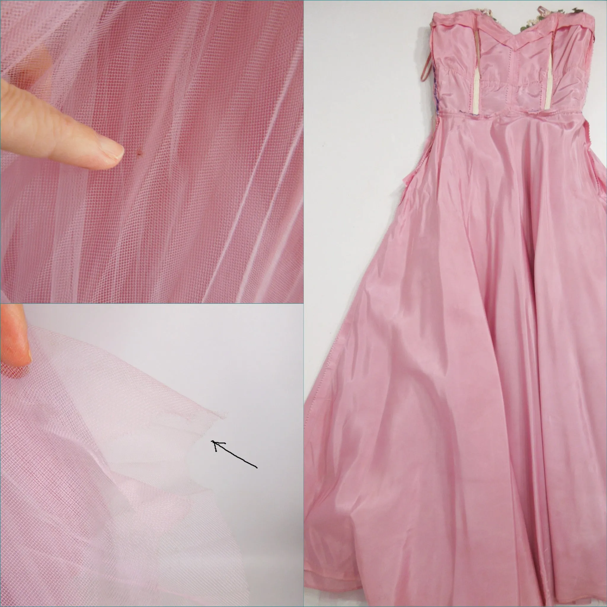 40/50s Pink Tulle Strapless Gown - sm