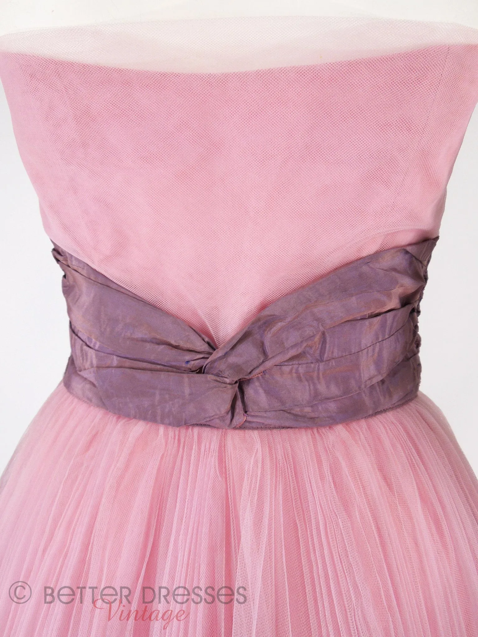 40/50s Pink Tulle Strapless Gown - sm