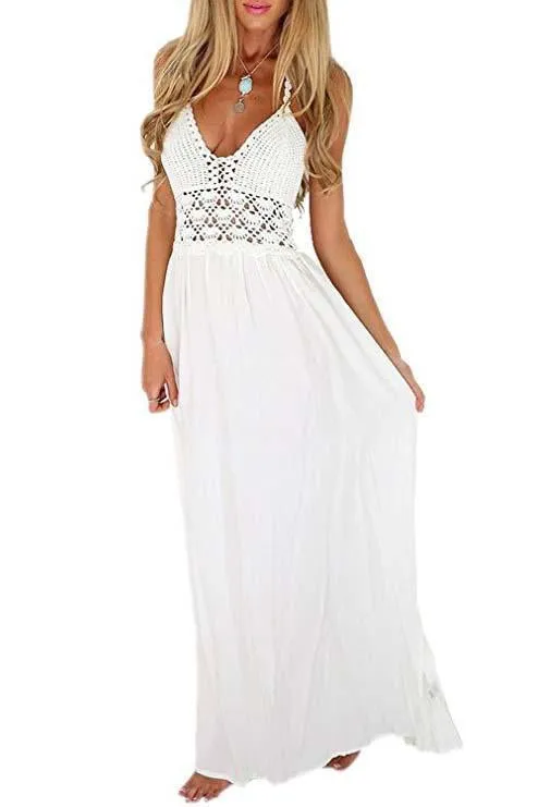 A line Chiffon V Neck Beach Wedding Dresses Backless Ivory Wedding Gowns