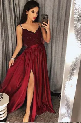 Affordable Prom Dress with Slit, Evening Dress ,Winter Formal Dress, Pageant Dance Dresses, Graduation School Party Gown, PC0272