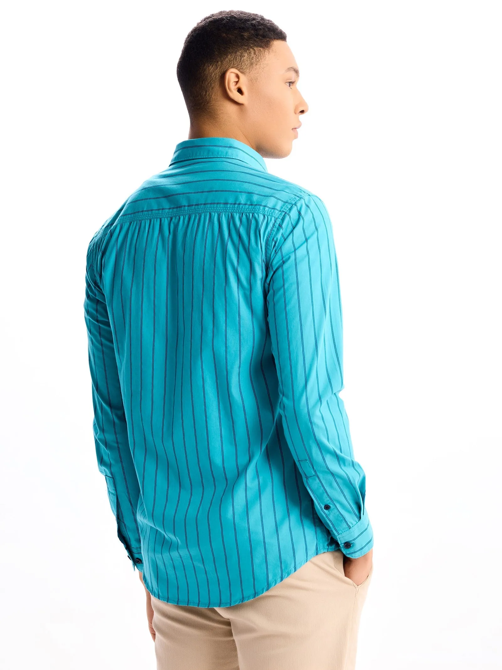 Aqua Blue Pure Cotton Casual Shirt