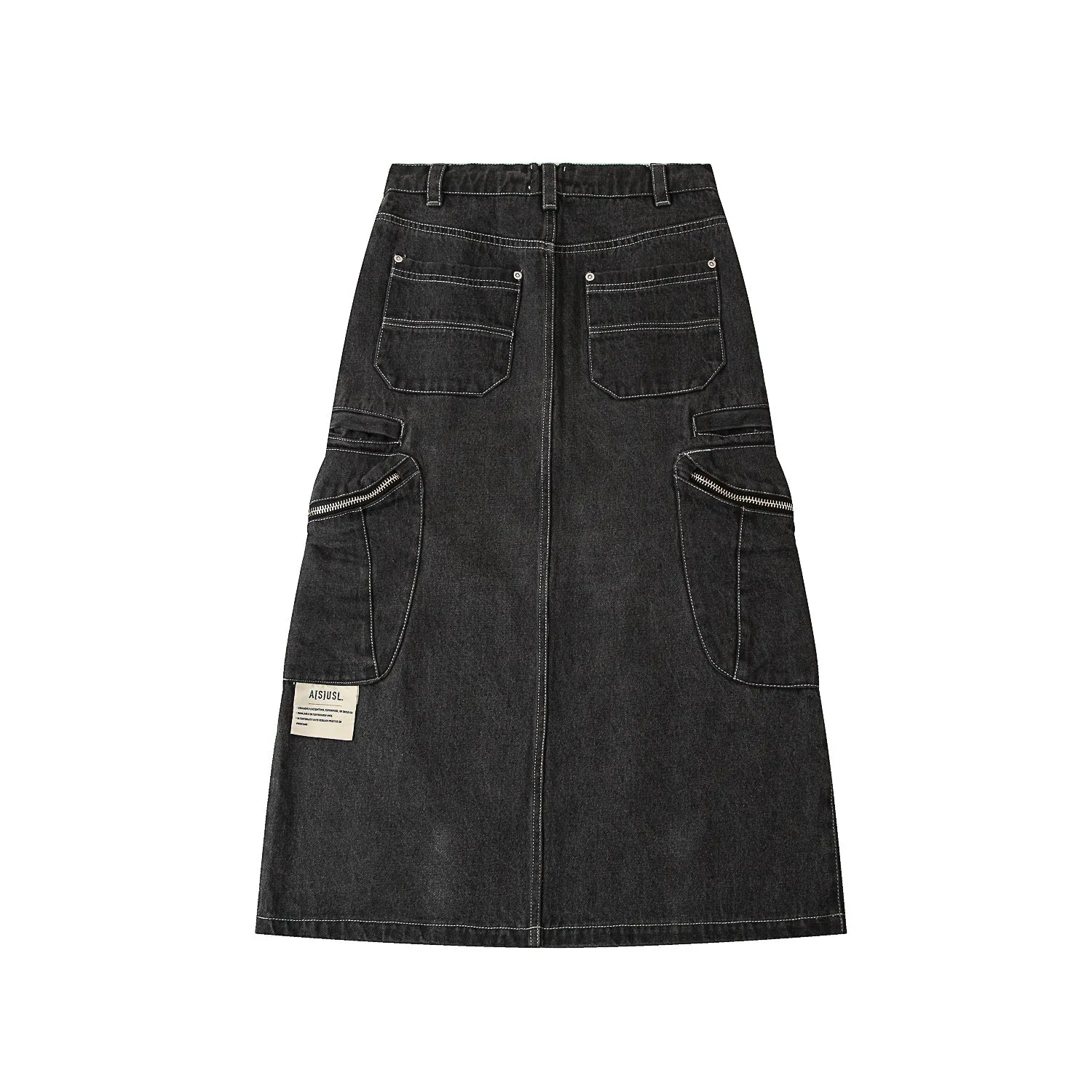 A[S]USL DENIM CARGO SKIRT-DENIM BLACK