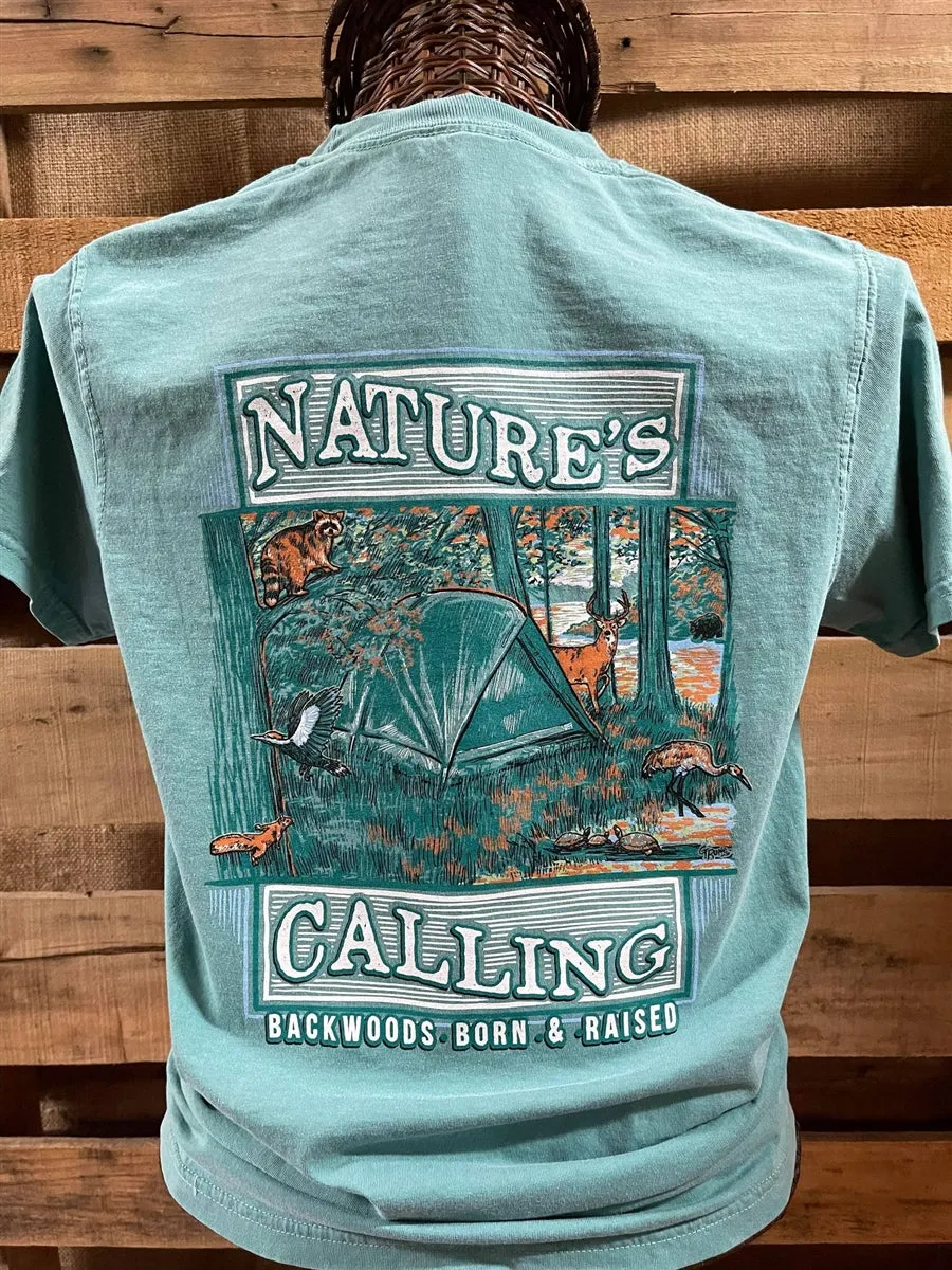 Backwoods Born & Raised Nature's Calling Camping Comfort Colors Unisex T Shirt