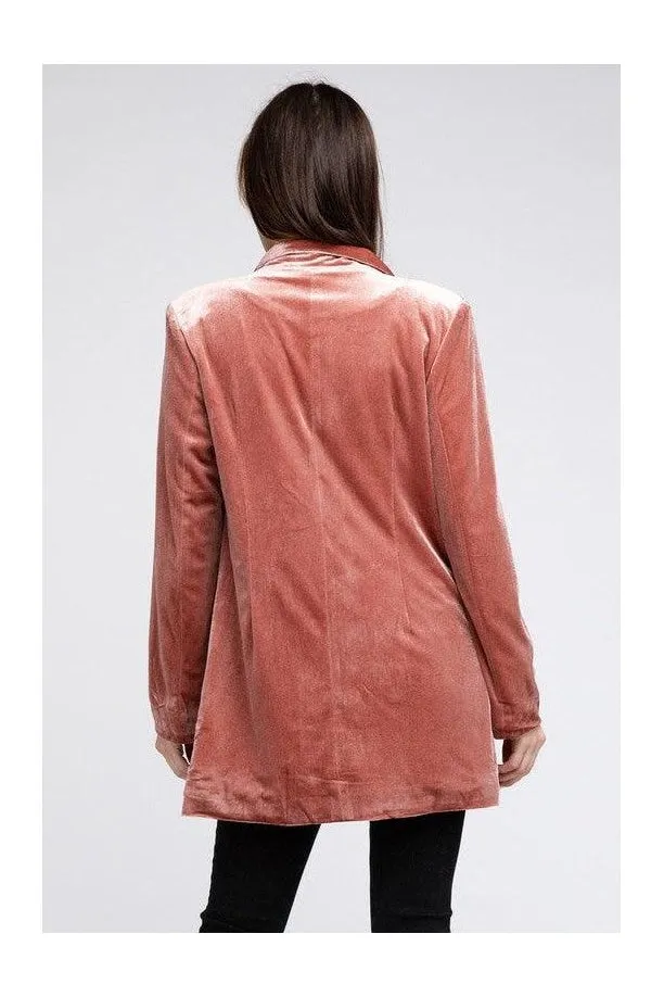 BiBi Shiny Velvet Peak Lapel Single Blazer