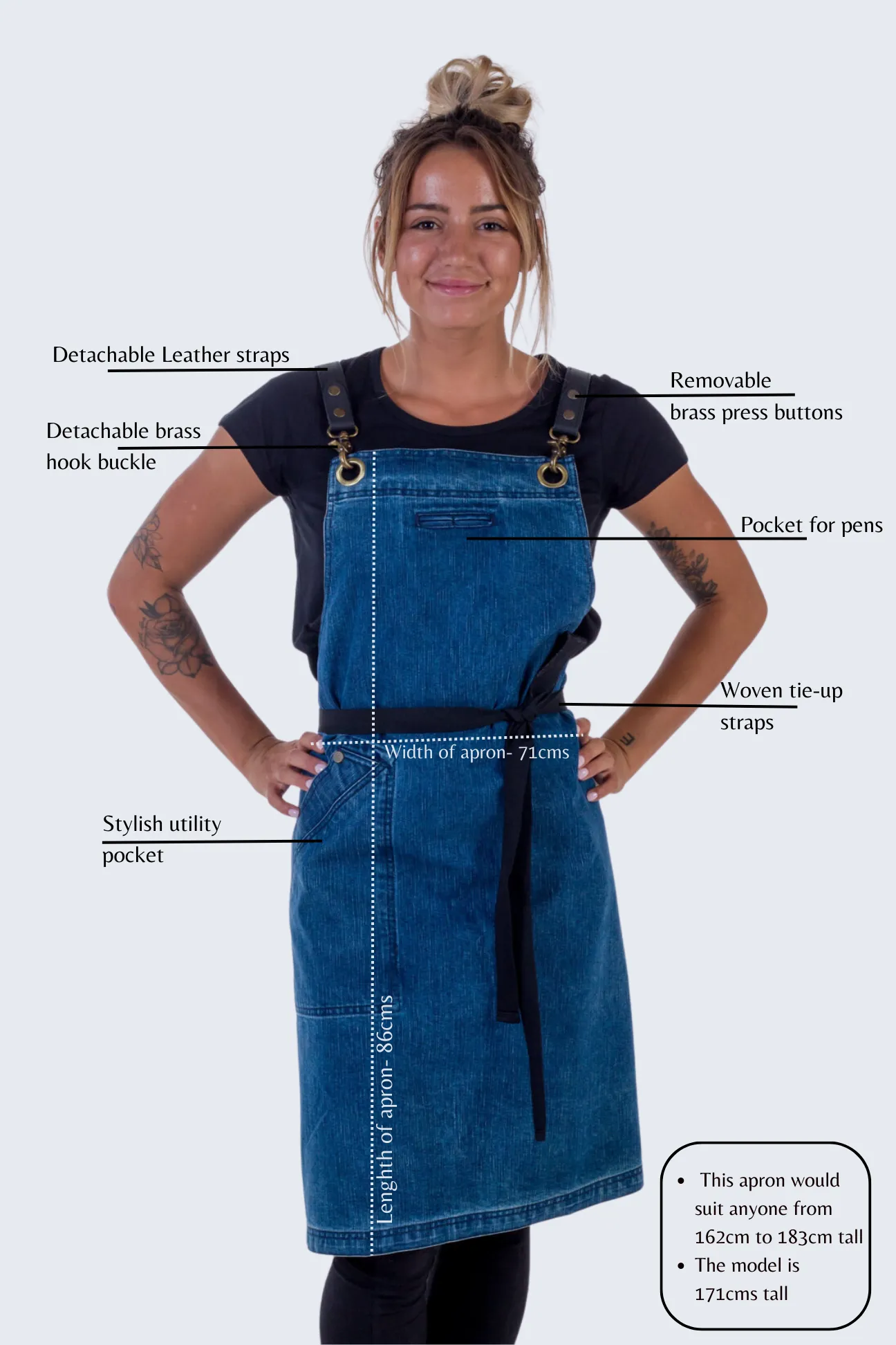 Blue Denim apron Swiss