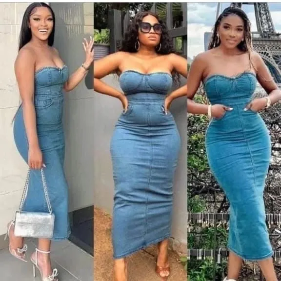 Boob Tube Elegant Denim Bodycon Dress