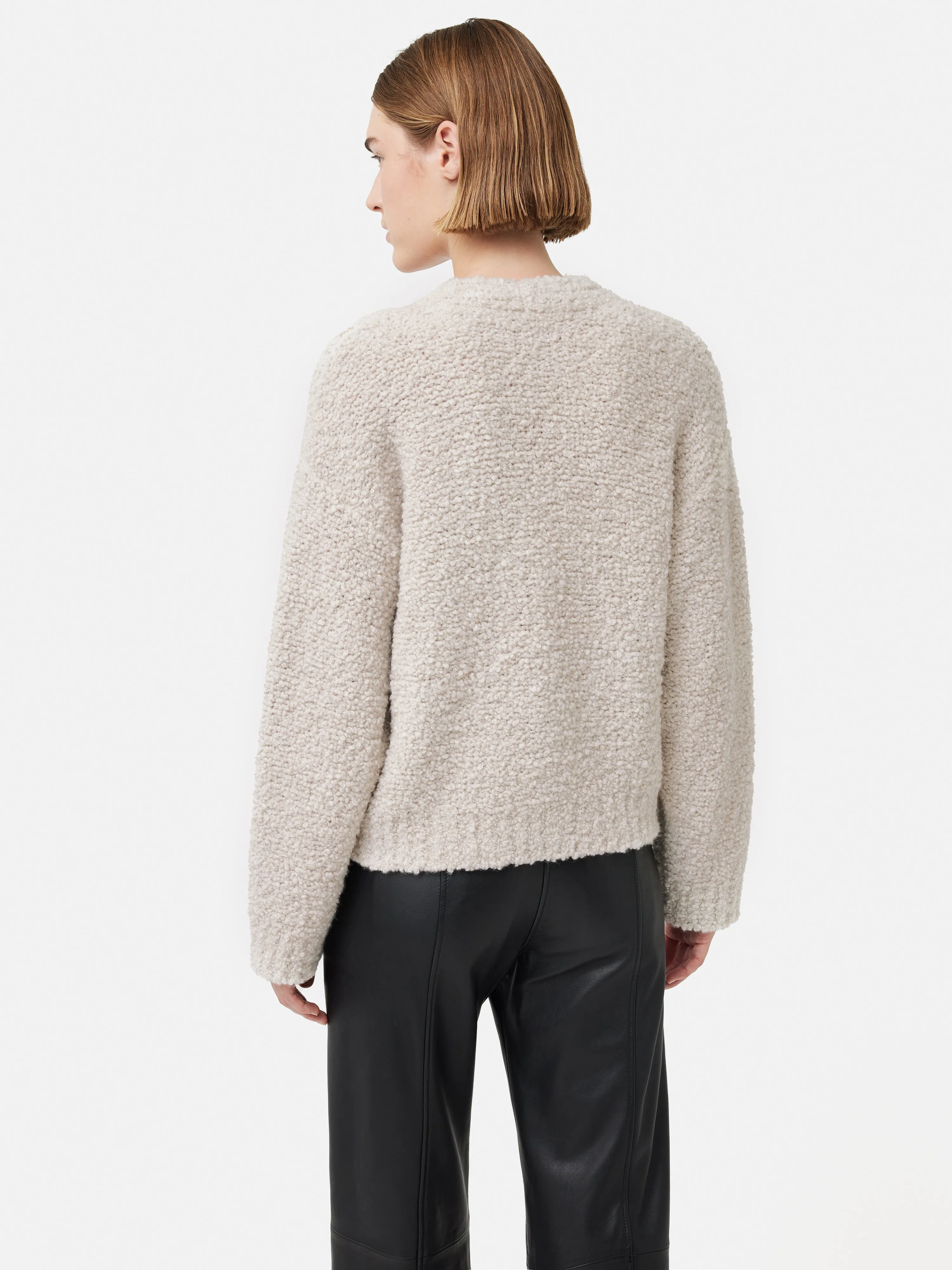 Boucle V Neck Cardigan | Cream