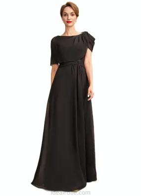 Brenda A-Line Scoop Neck Floor-Length Chiffon Mother of the Bride Dress With Ruffle Beading STK126P0014970