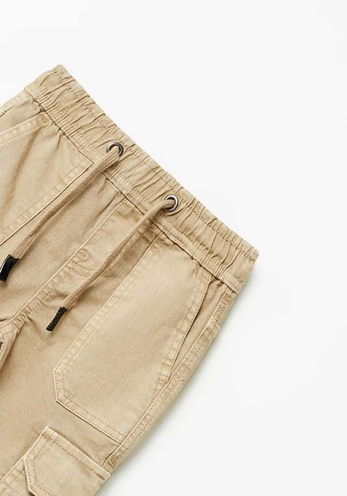 Cargo Trousers With Elastic Band - Beige