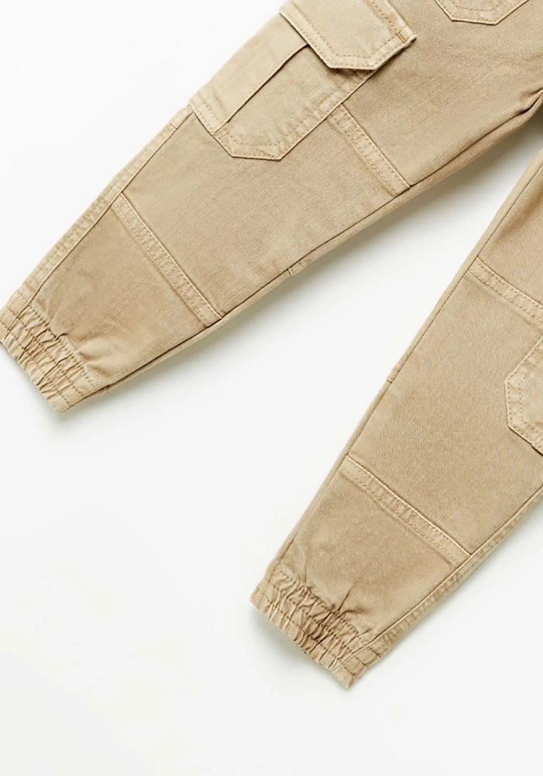 Cargo Trousers With Elastic Band - Beige