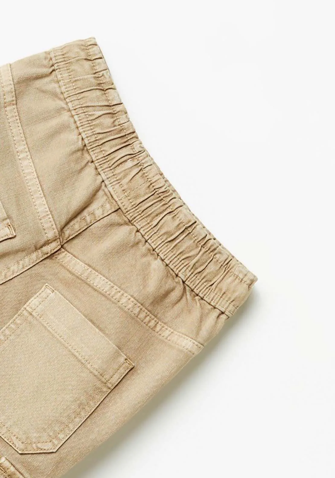 Cargo Trousers With Elastic Band - Beige