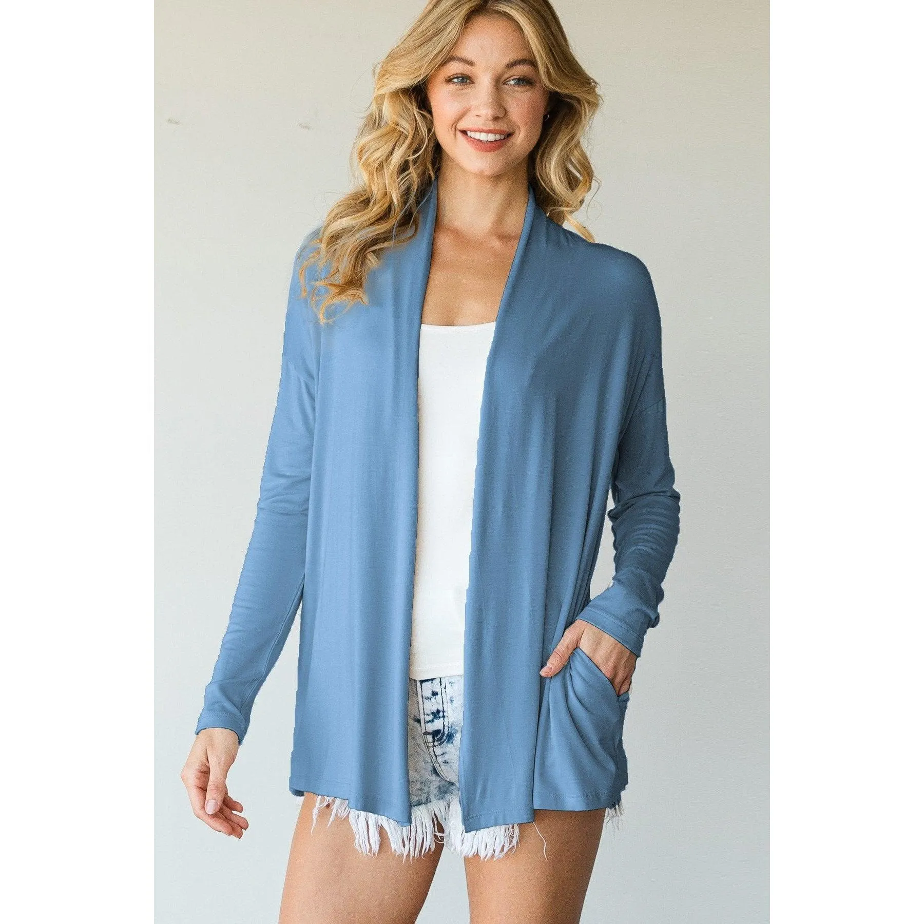 Casual Cardigan Featuring Collar And Side Pockets