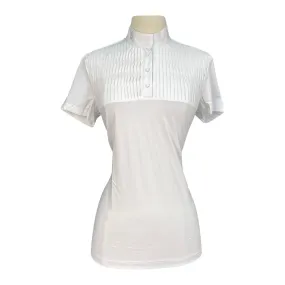 Cavalleria Toscana Jersey S/S Competition Shirt w/Pleated Bib in White - Women's Large