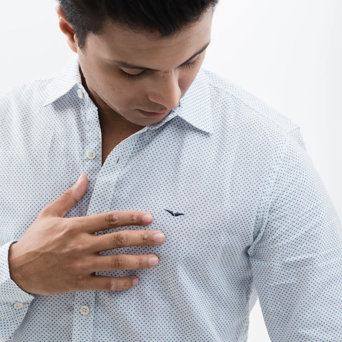 Classic Blue-Dotted Casual Shirt