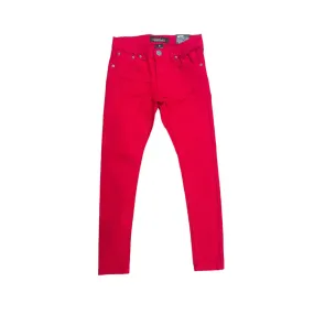 Copper Rivet Plain Slim  Boy Jean (Red)