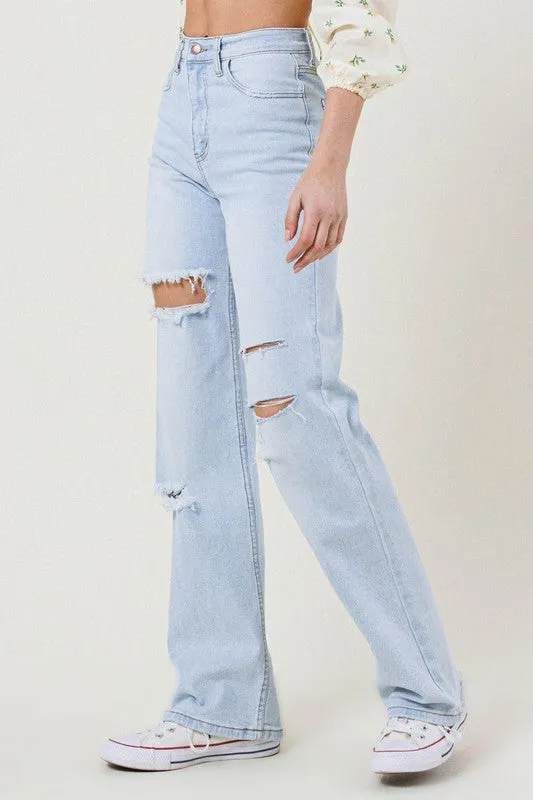 Distressed Wide Leg Jeans