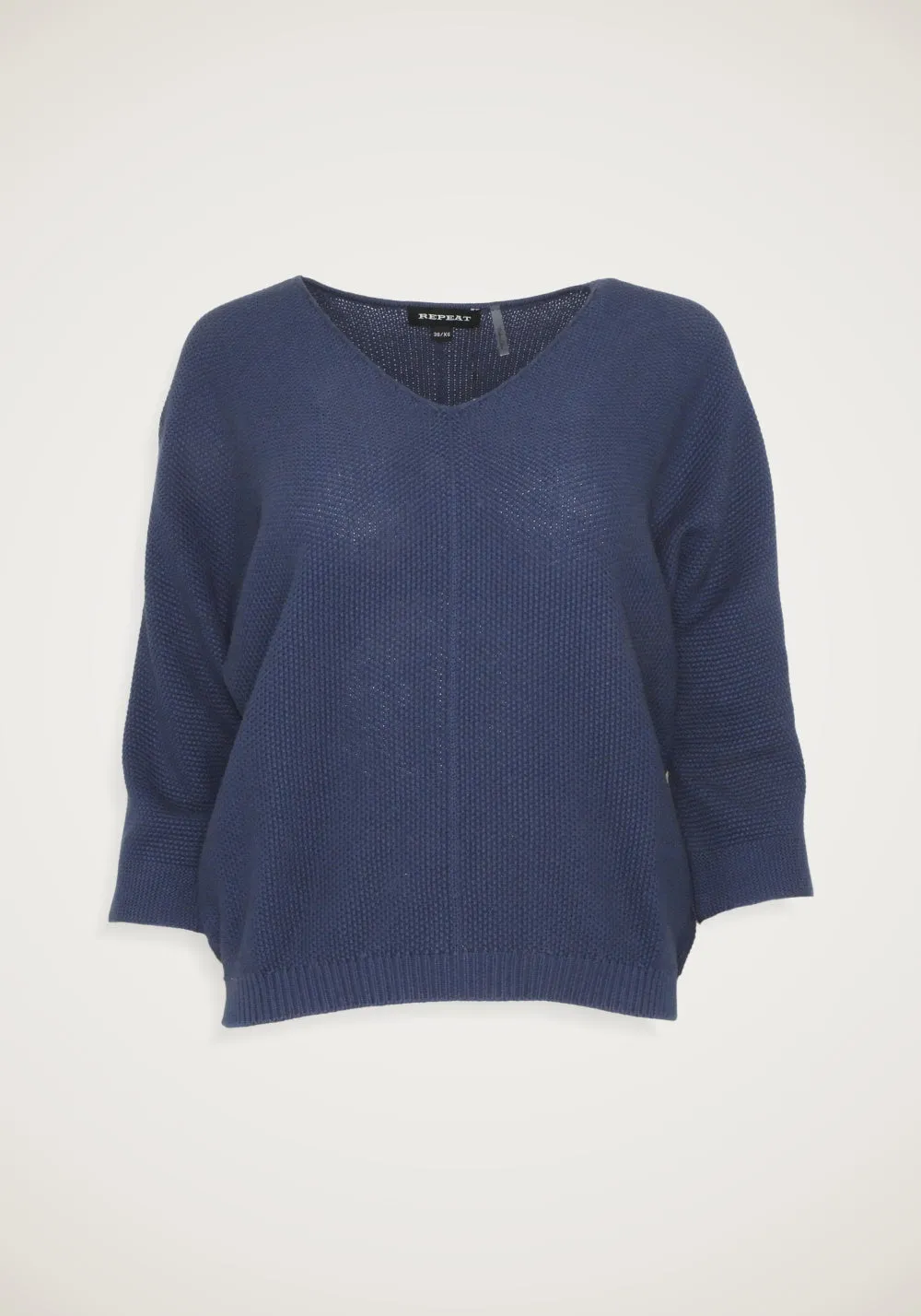 ELBOW SLEEVE V-NECK PULLOVER (MARINE) - REPEAT