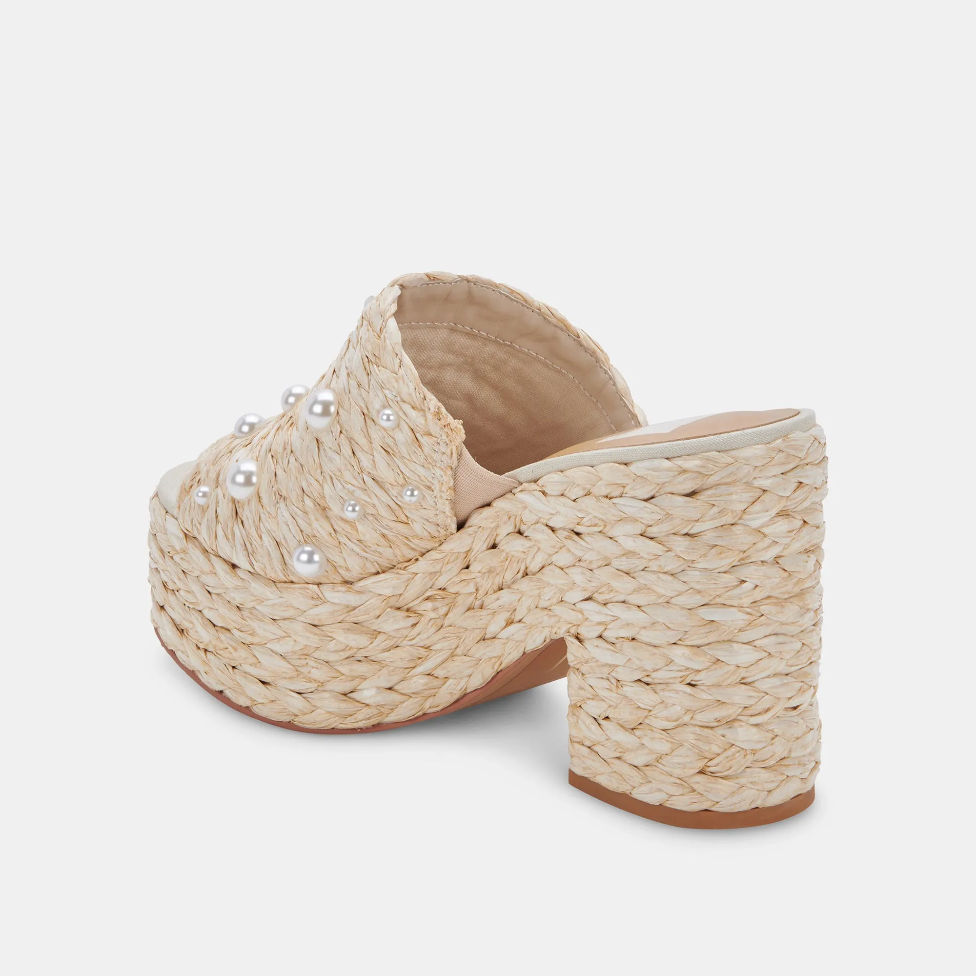 ELORA PEARL HEELS LT NATURAL RAFFIA