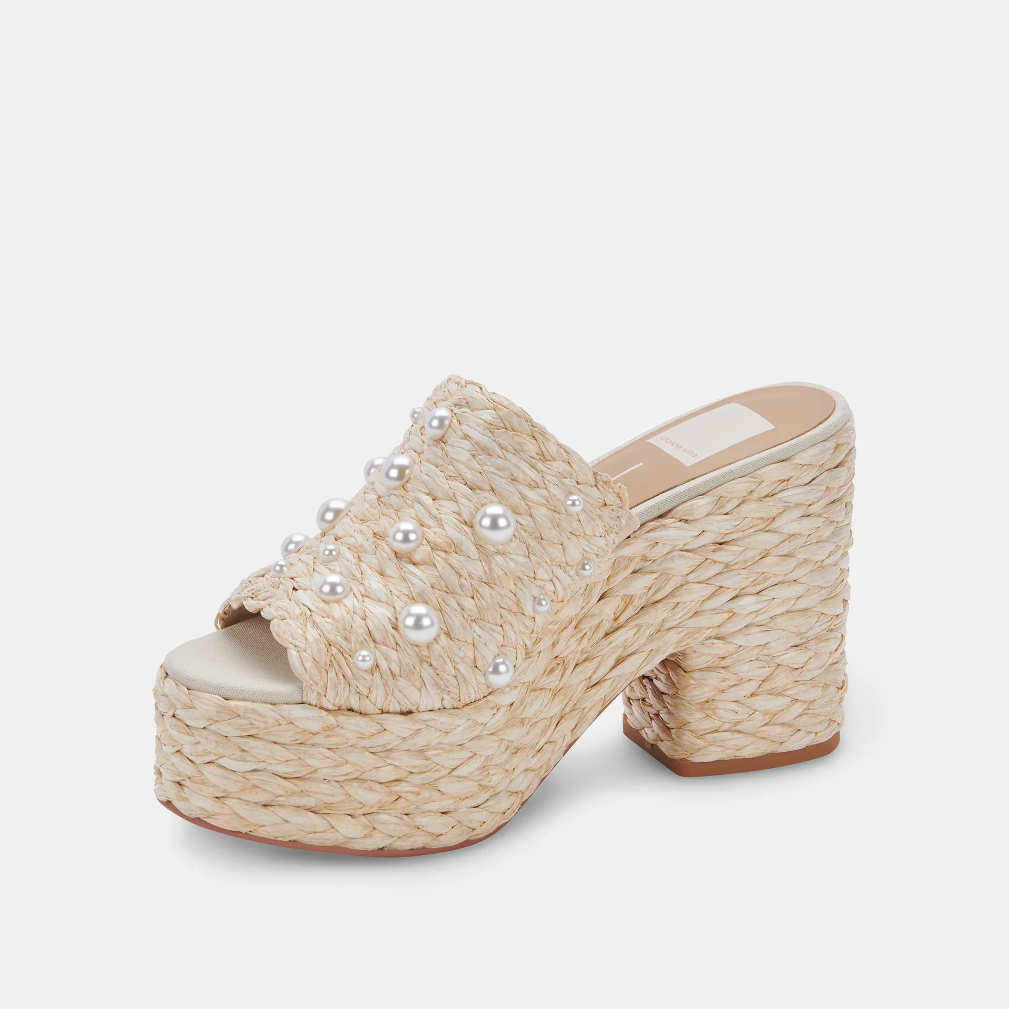 ELORA PEARL HEELS LT NATURAL RAFFIA