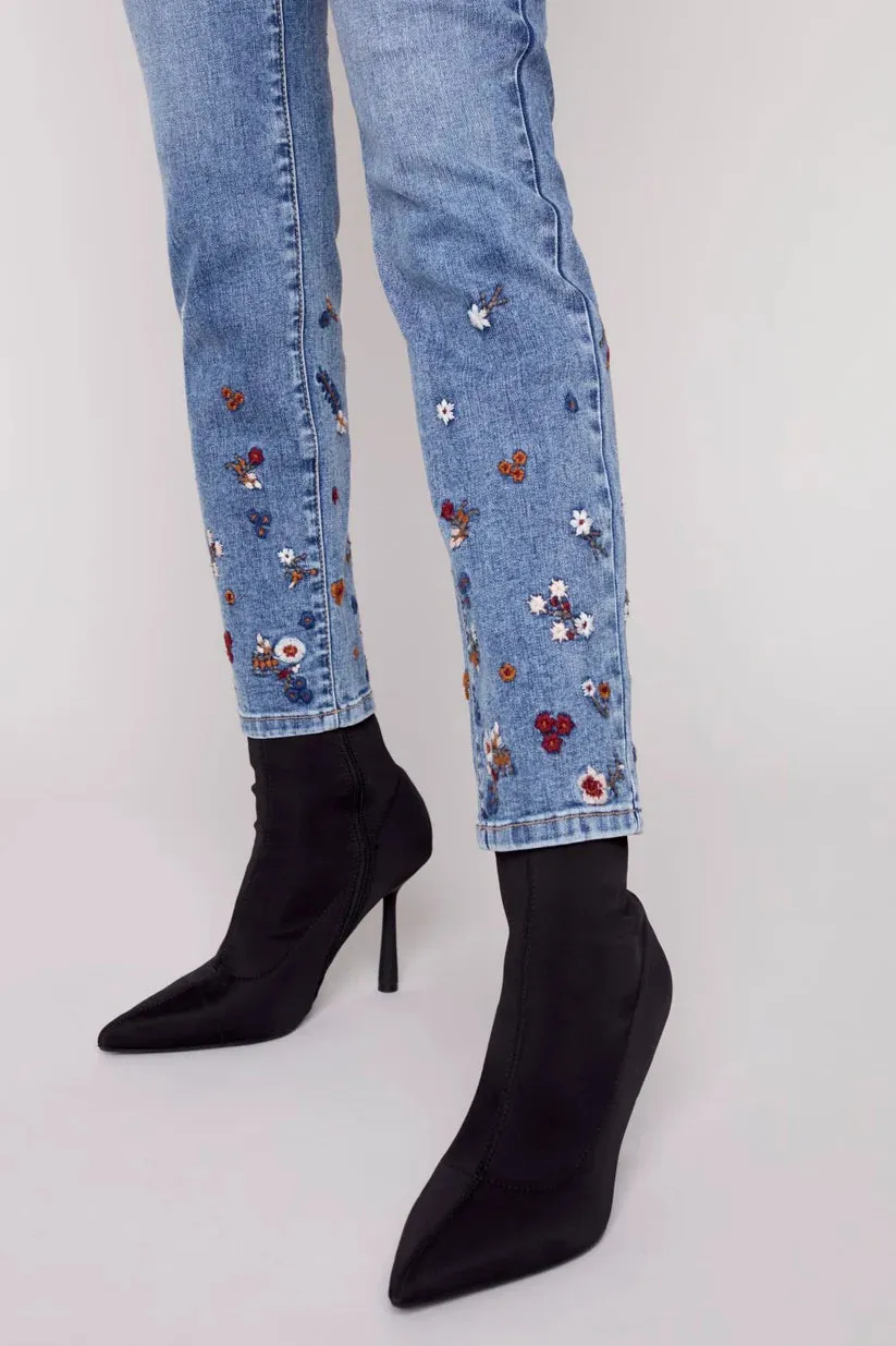 EMBROIDERED FLOWER JEAN