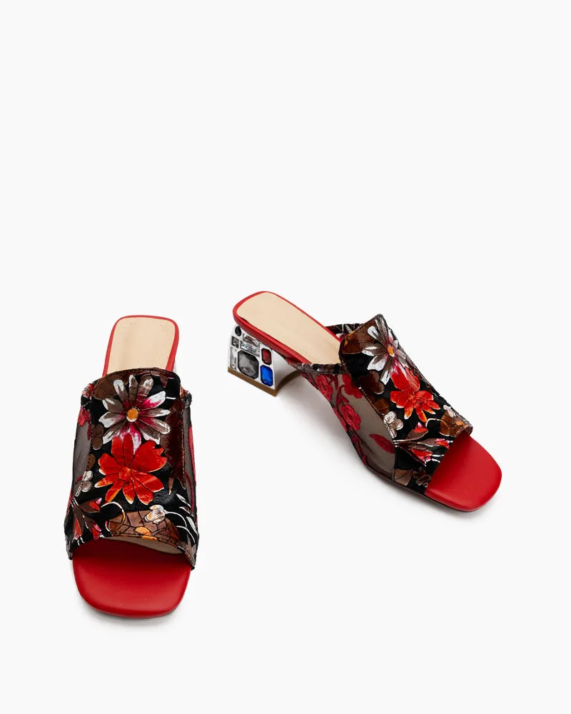 Embroidery Comfortable Casual Mules Wedge Slippers