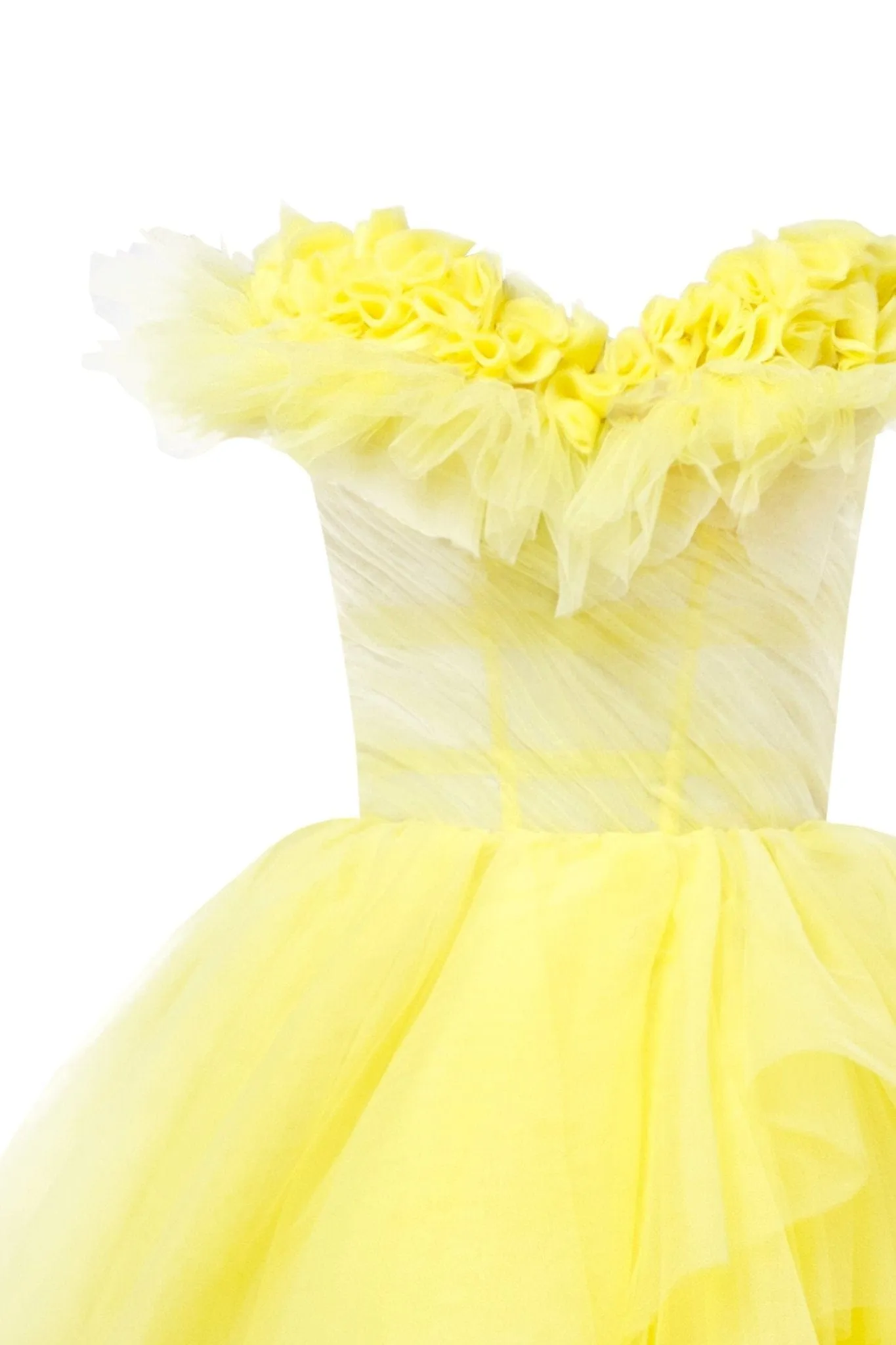 Fairytale frill-layered maxi dress in vivid yellow