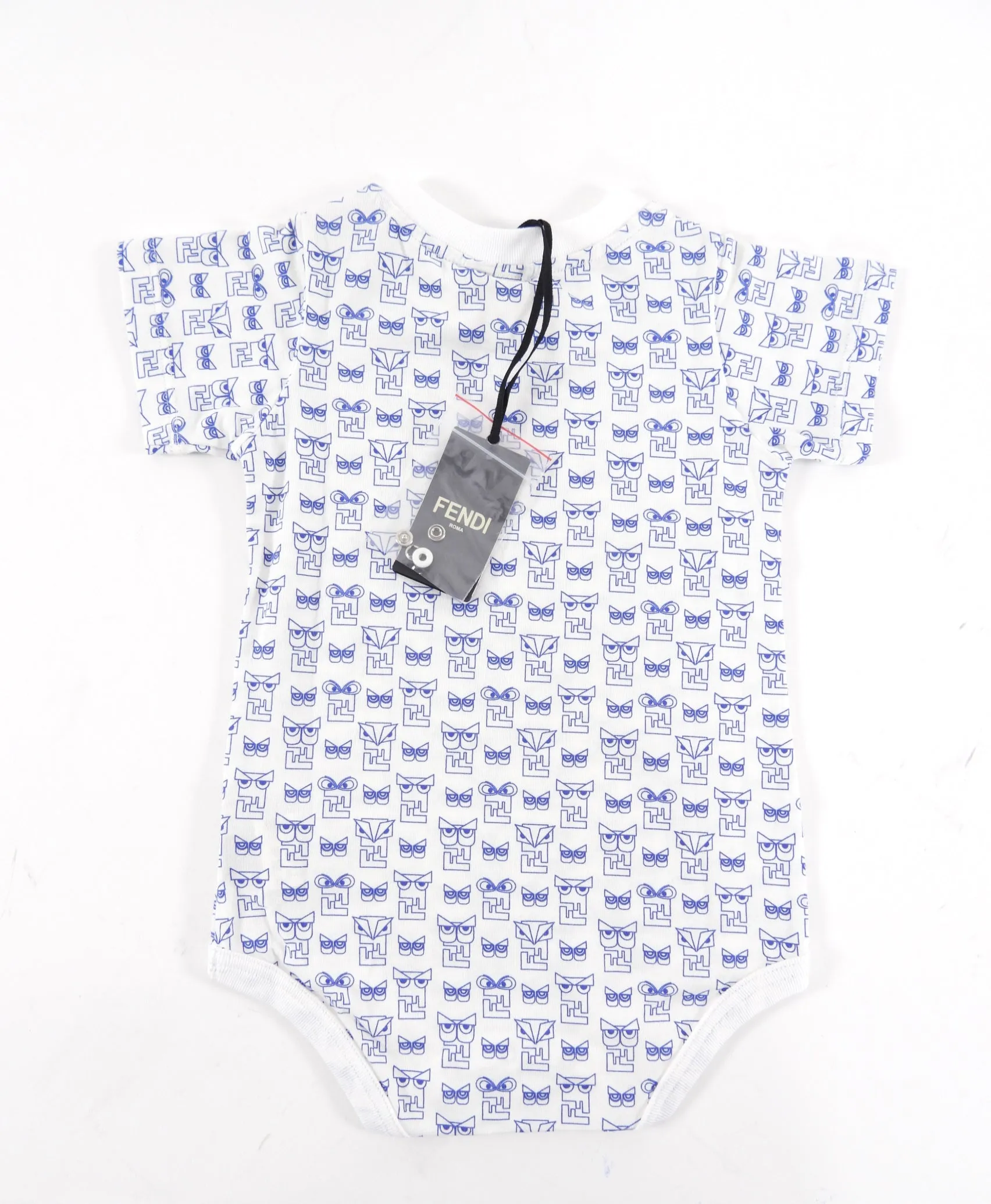 Fendi Baby Infant Monster Blue and White Diaper Shirt - 24m