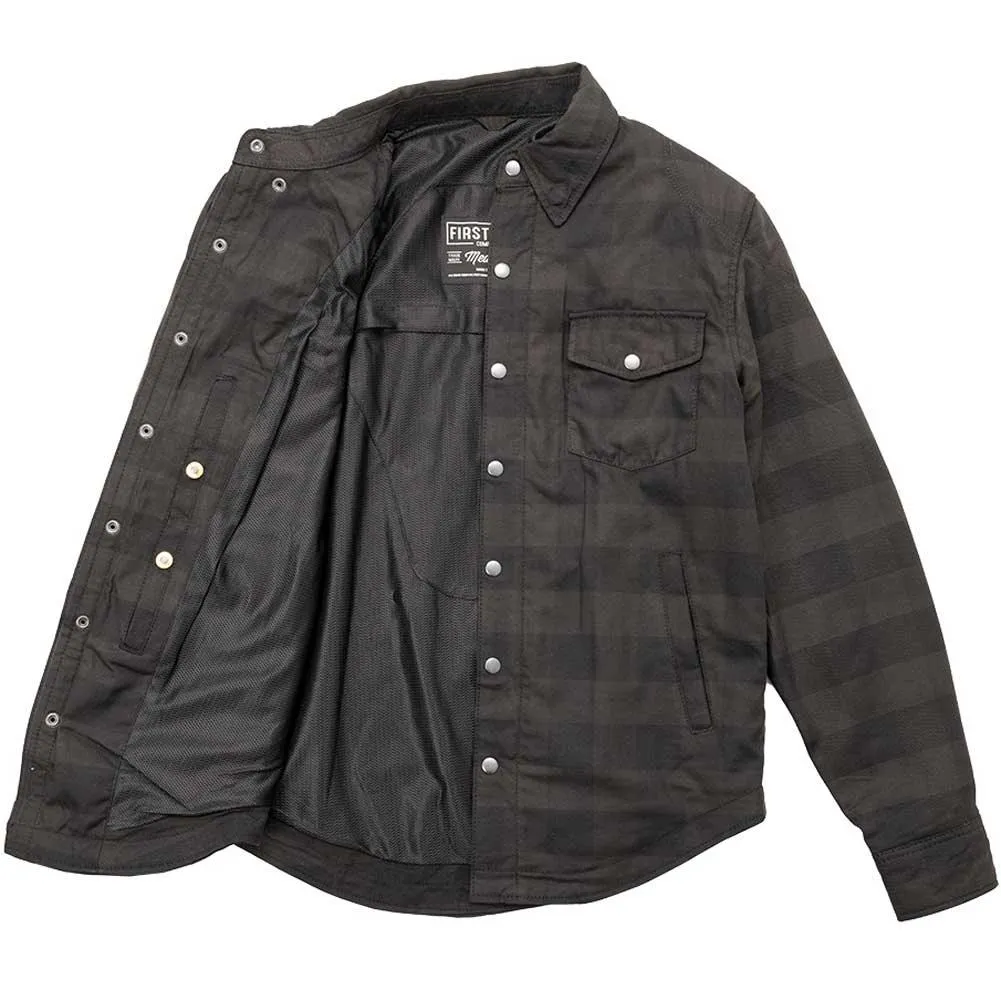 First Mfg Mens Spartan Black Checkered Flannel Riding Shirt