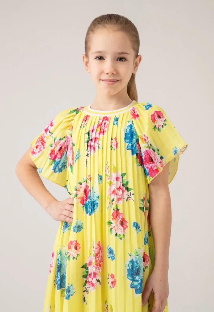 Floral Pleated A-Line Dress