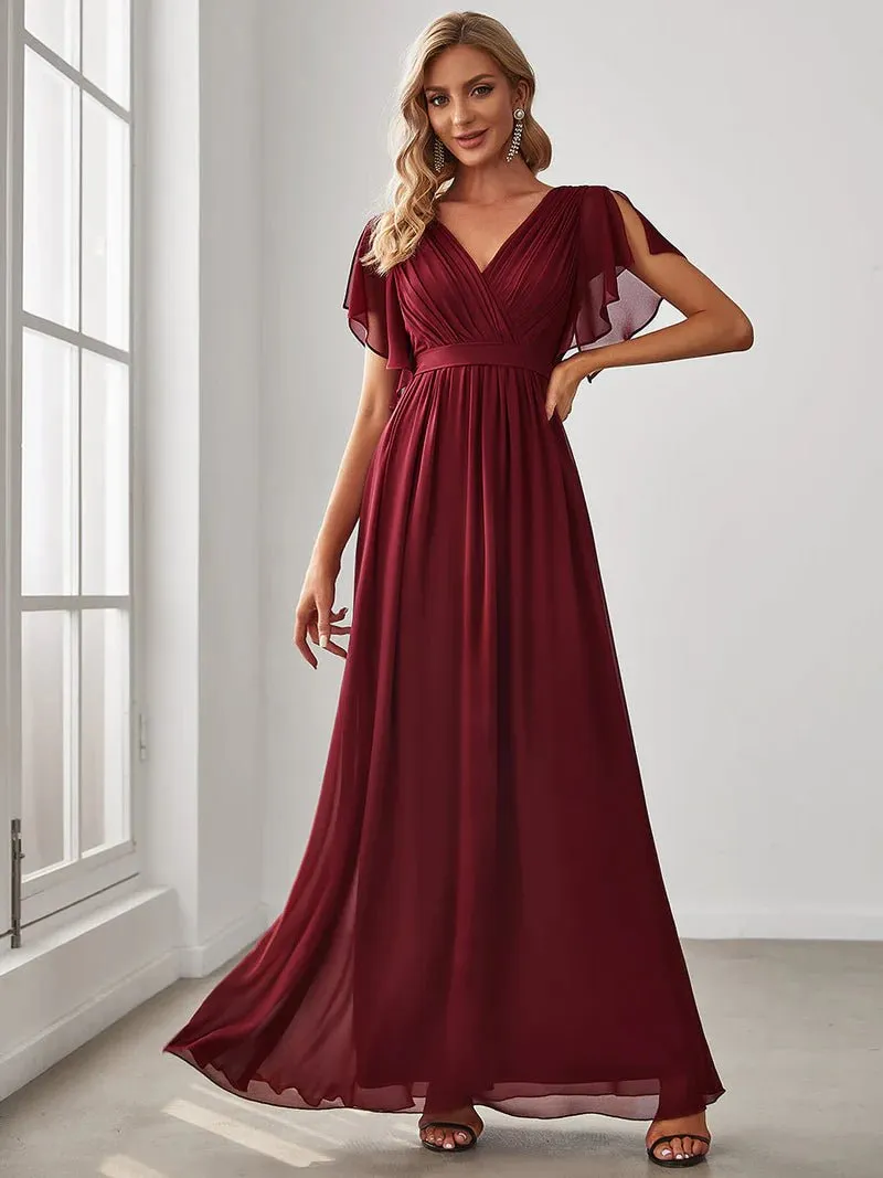 Flowy Tulle V-Neck Bridesmaid Dress