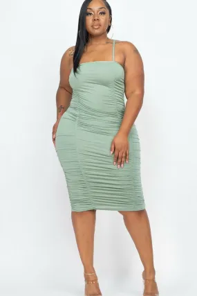 Forever Royalty Ruched Midi Dress - Green