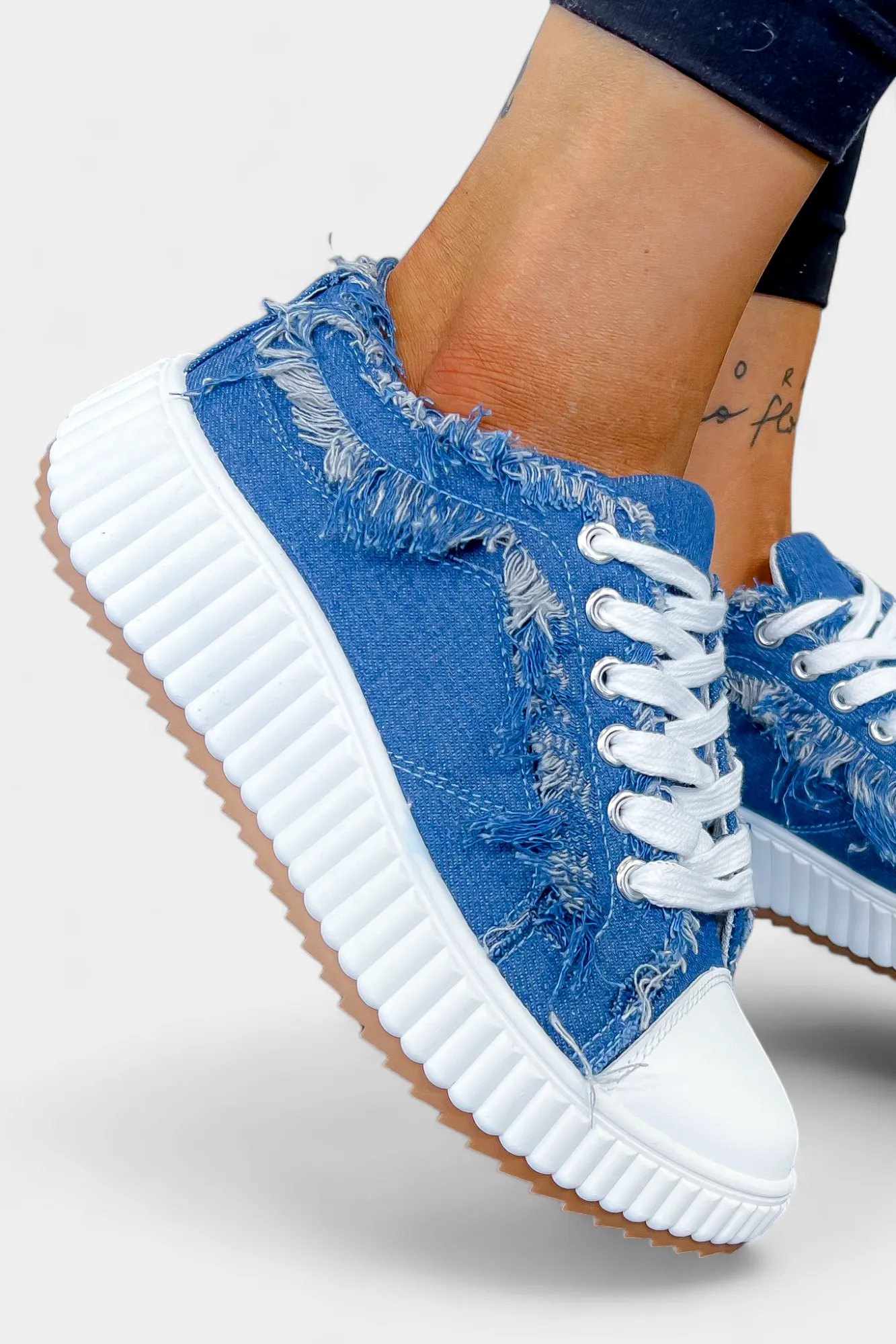 Frayed Denim Sneakers