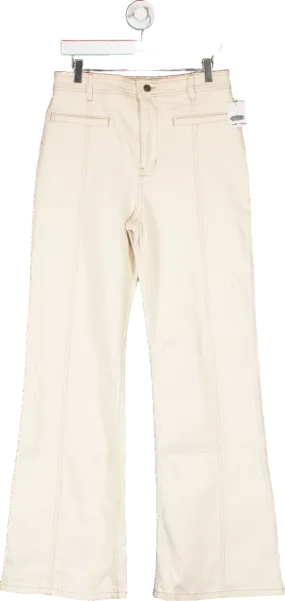 Free People Cream Firecracker Flare Star Pocket Denim Jeans In Ivory Combo W31