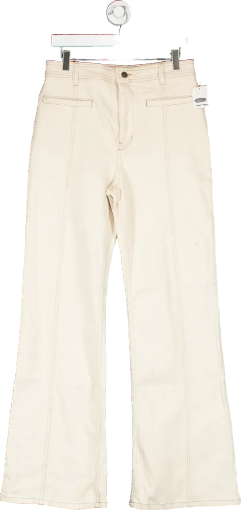 Free People Cream Firecracker Flare Star Pocket Denim Jeans In Ivory Combo W31