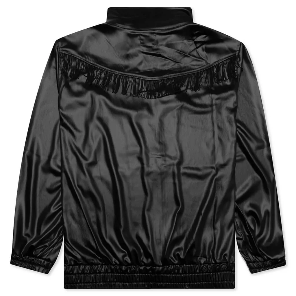 Fringe Track Jacket Poly Sateen - Black