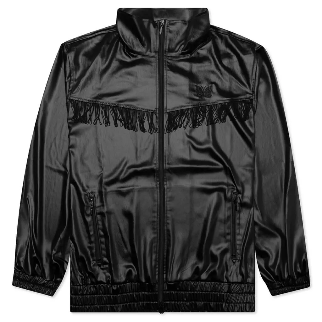 Fringe Track Jacket Poly Sateen - Black