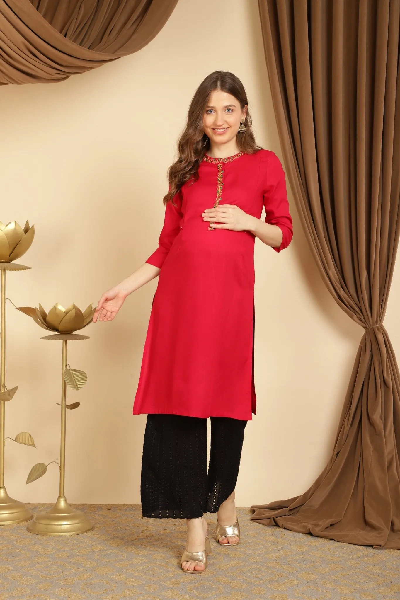 Fuschcia pink maternity feeding kurti