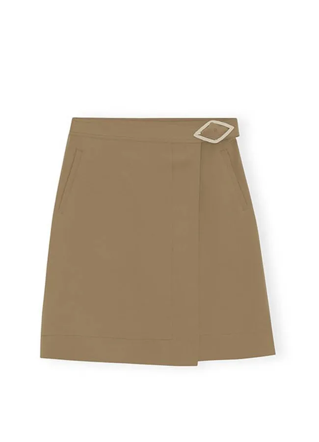 Ganni Drapey Twill Wrap Mini Skirt