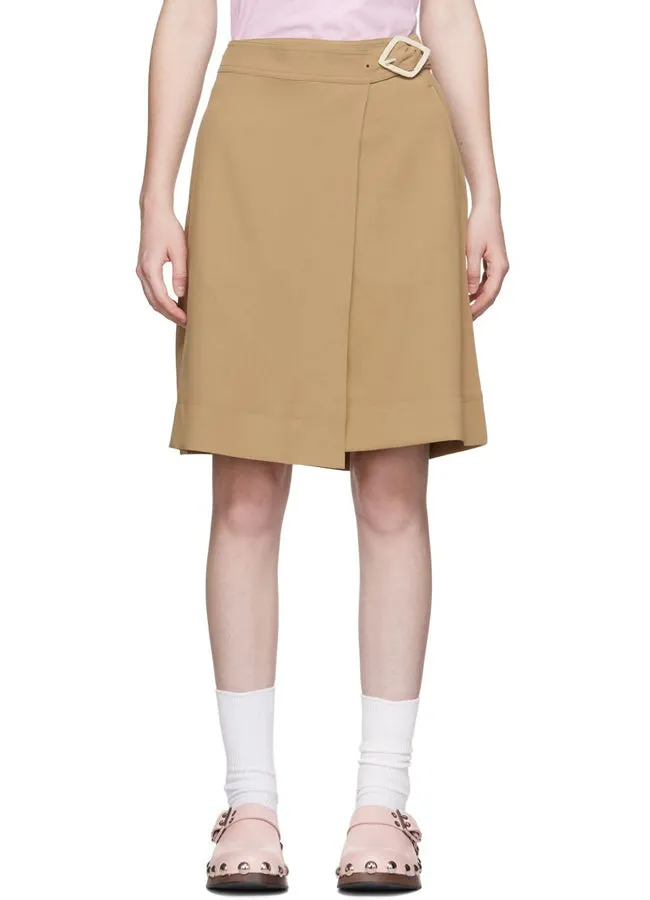 Ganni Drapey Twill Wrap Mini Skirt