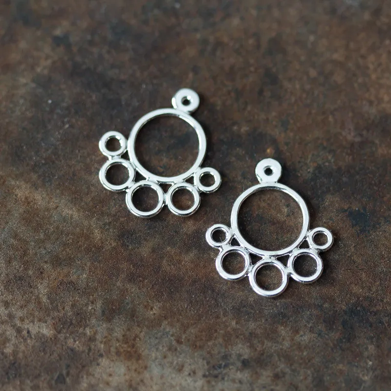 Geometric silver ear jacket earrings, minimalist solid sterling silver circles