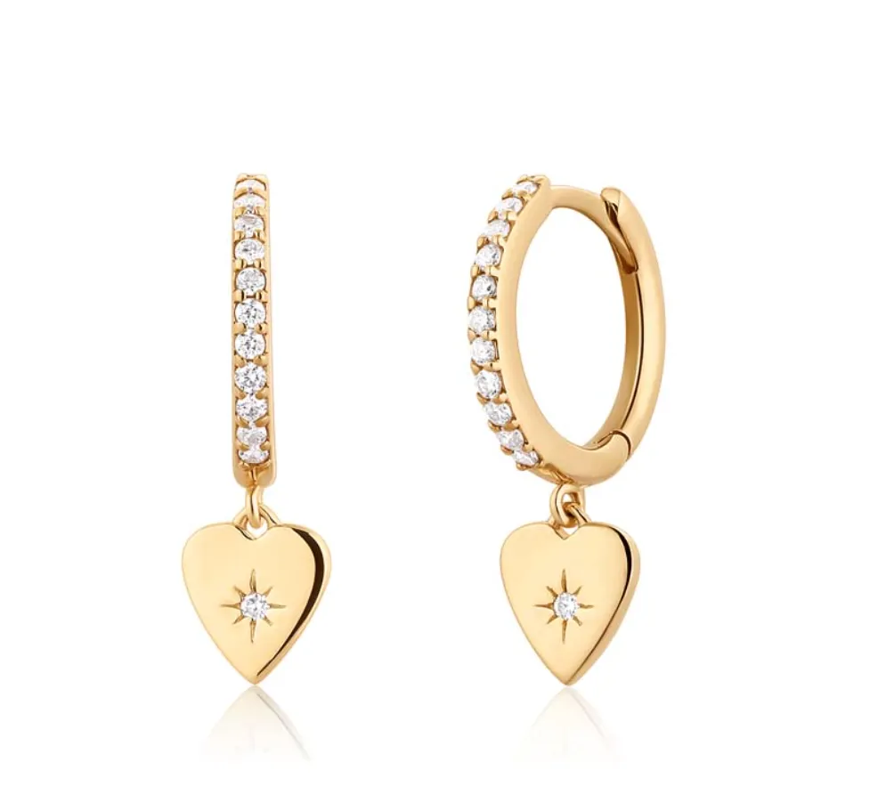 Heart Pendant Hoop Earrings