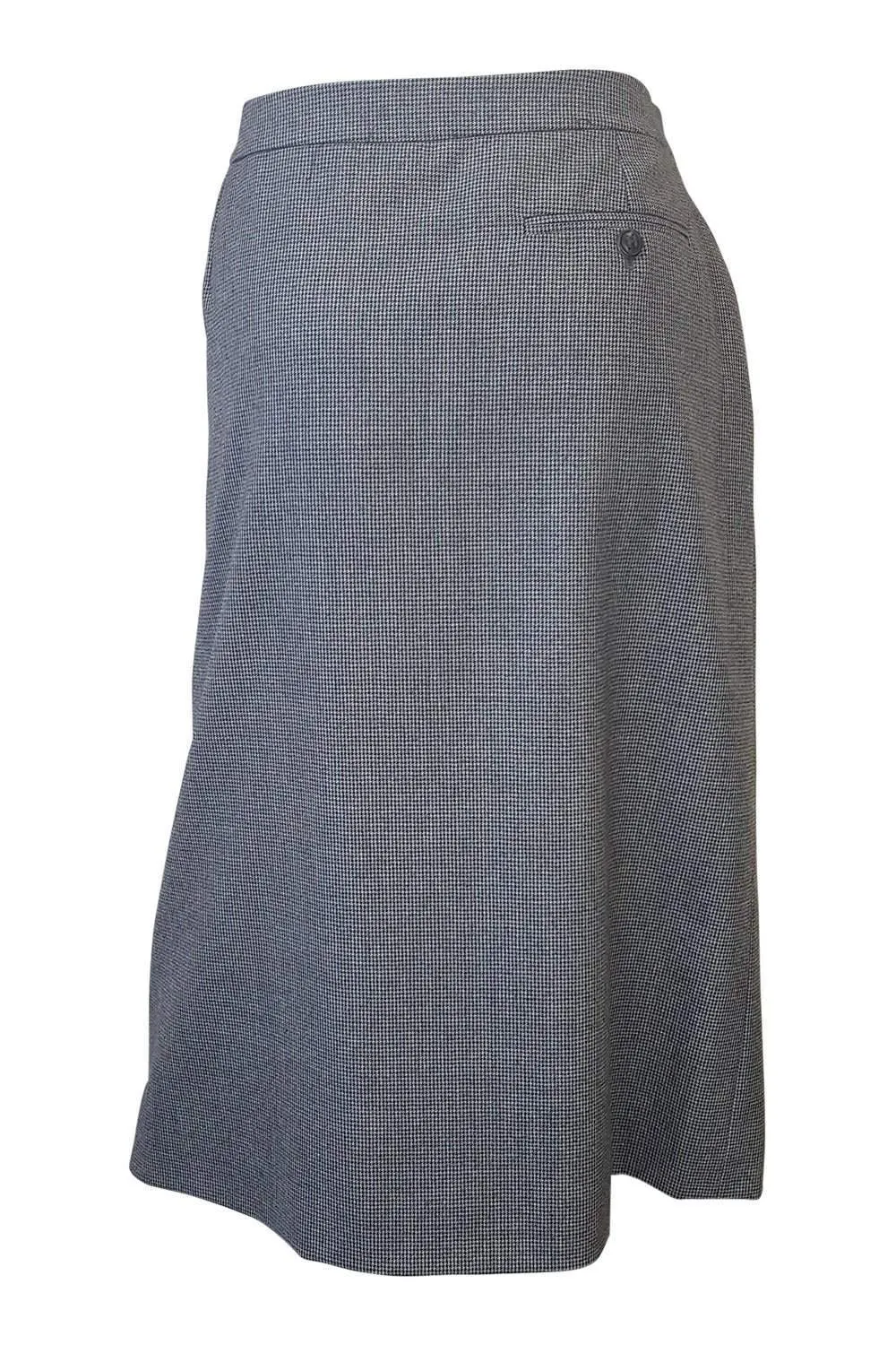 HERMES Women's Grey Mid Length Skirt Dogtooth Check 100% Wool (IT 44)