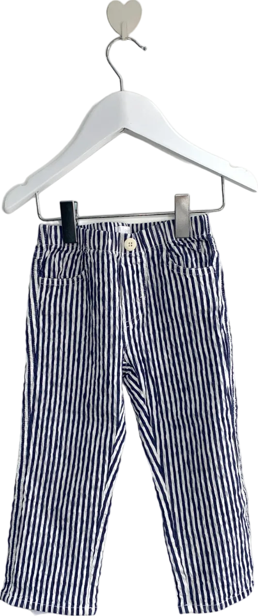 Il Gufo Blue Striped Cotton Blend Trousers 2 Years