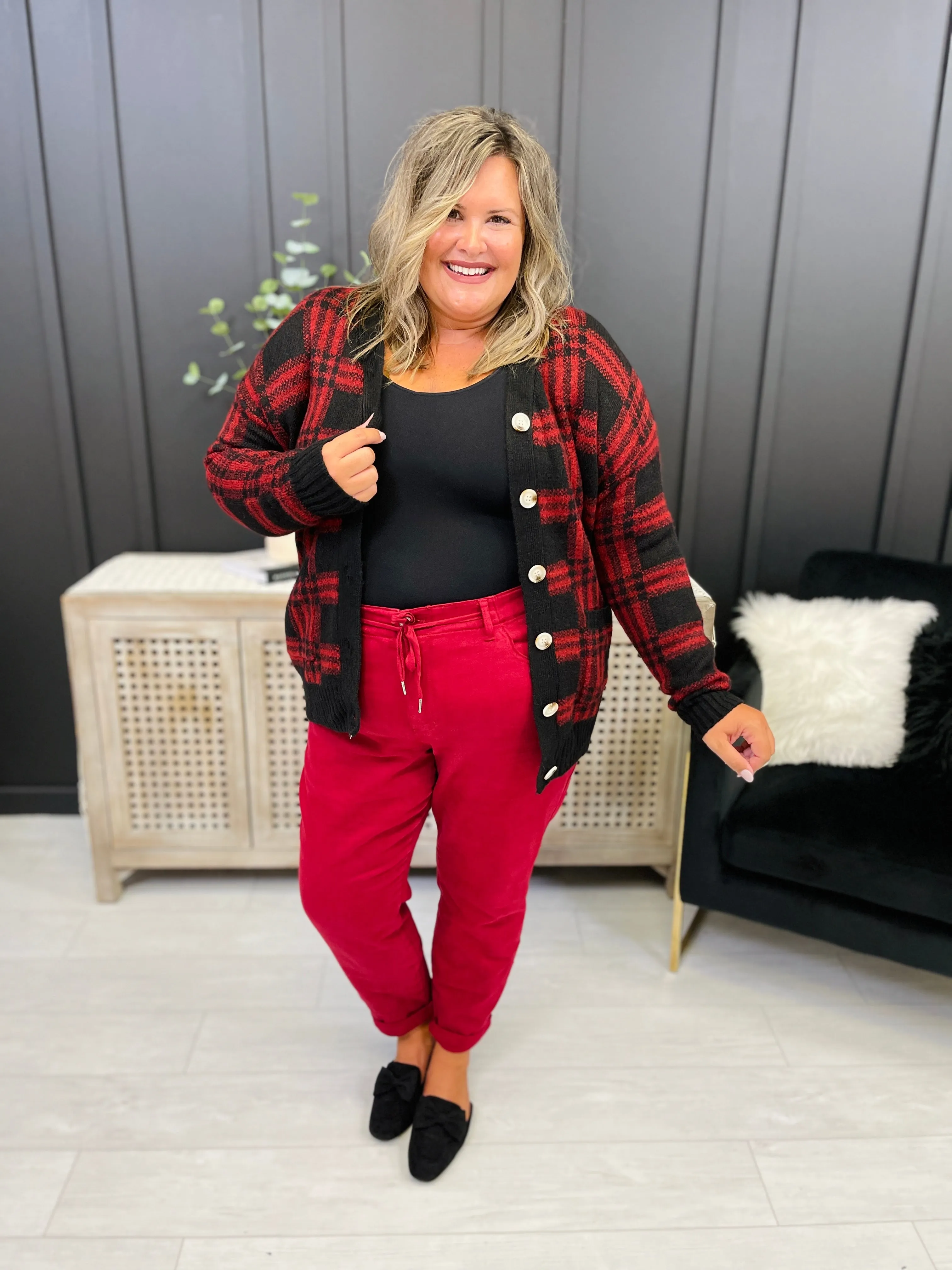 Judy Blue REG/CURVY Red, Red, Wine Denim Joggers