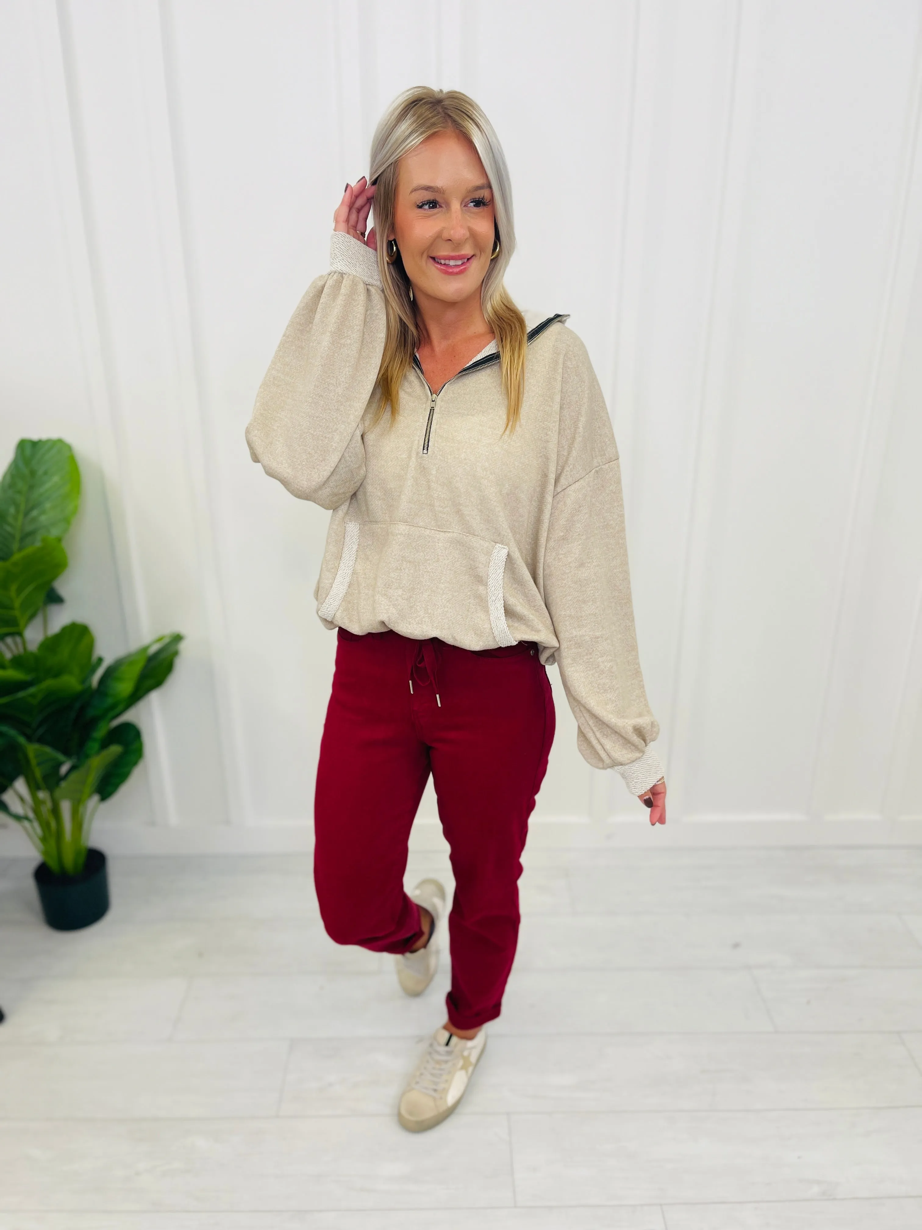 Judy Blue REG/CURVY Red, Red, Wine Denim Joggers