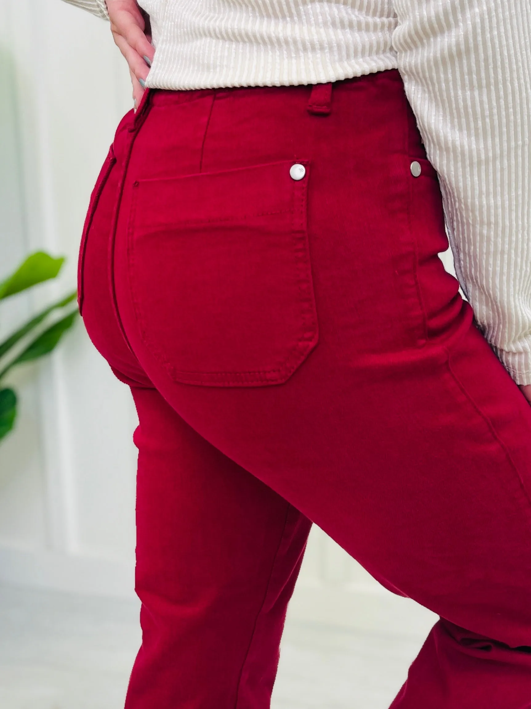 Judy Blue REG/CURVY Red, Red, Wine Denim Joggers