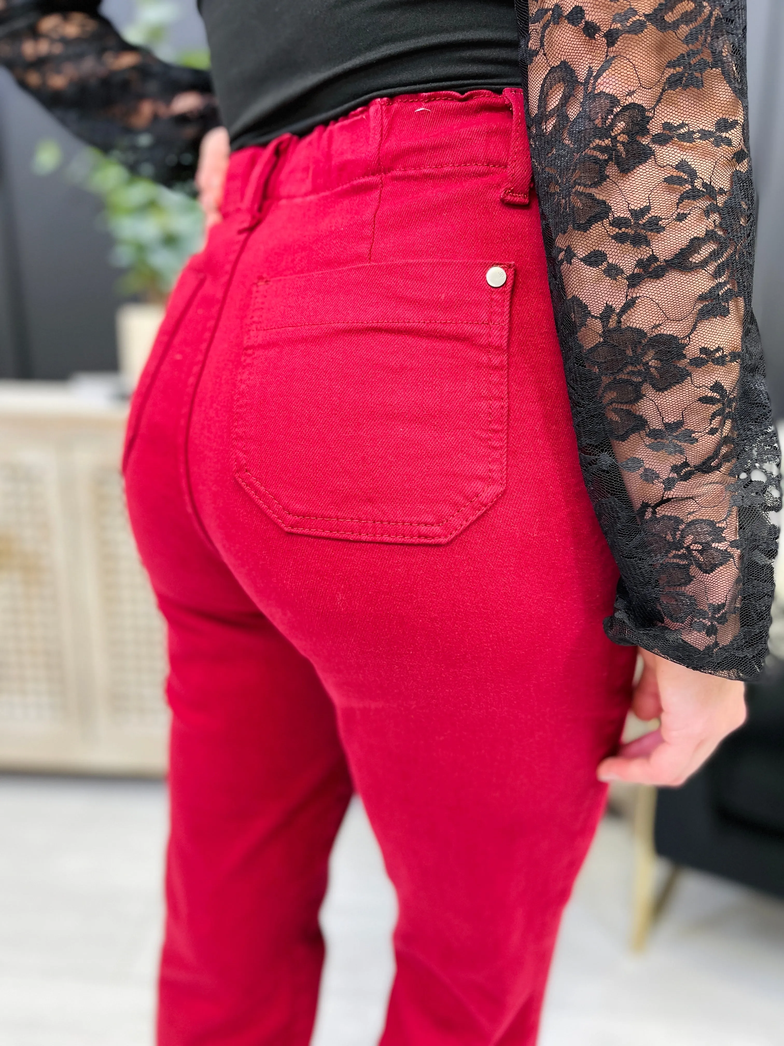 Judy Blue REG/CURVY Red, Red, Wine Denim Joggers