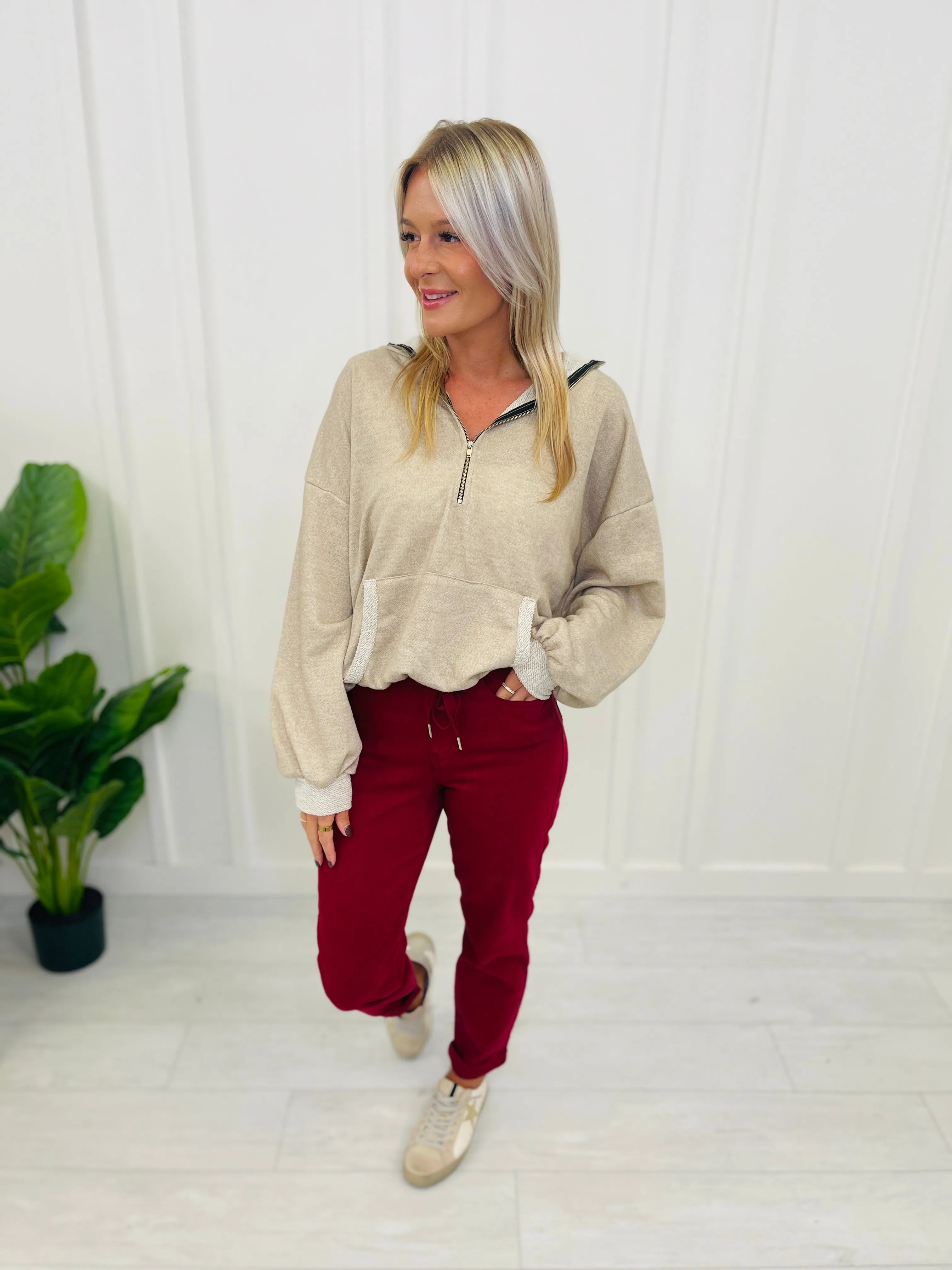 Judy Blue REG/CURVY Red, Red, Wine Denim Joggers