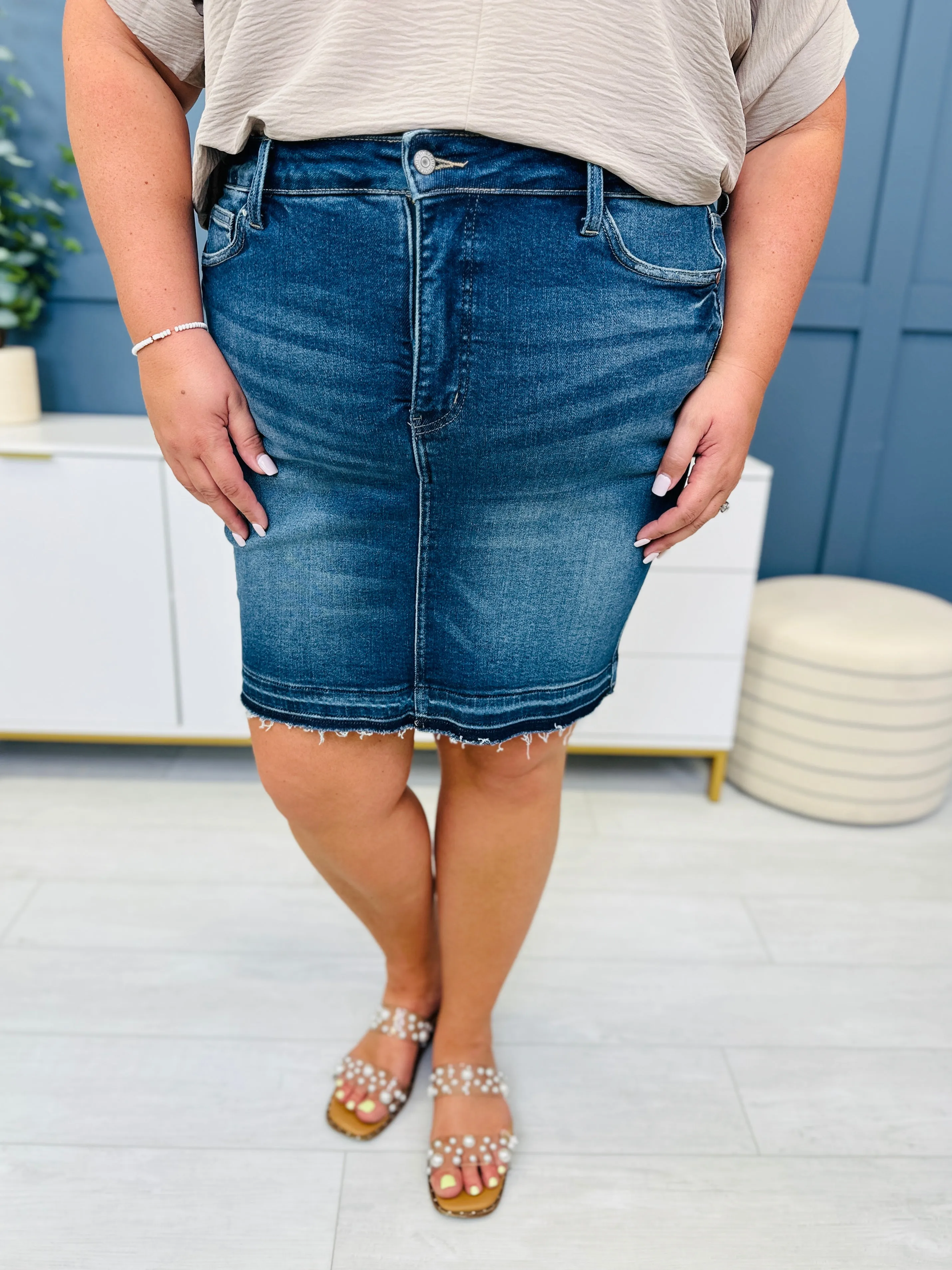 Judy Blue REG/CURVY Too Sweet Tummy Control Denim Skirt