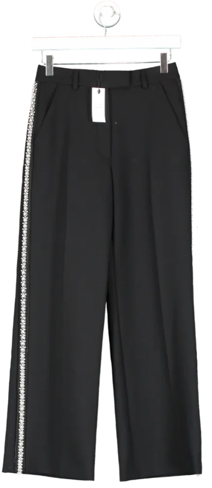 Karen Millen X Lydia Millen Petite Black Tailored Stretch Pearl Embellished Trousers UK 8